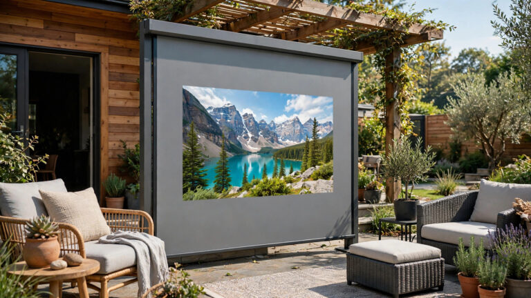 ALR ambient light rejecting screen on backyard patio