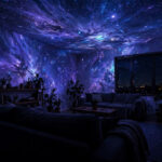 Living room transformed into home planetarium with star projection