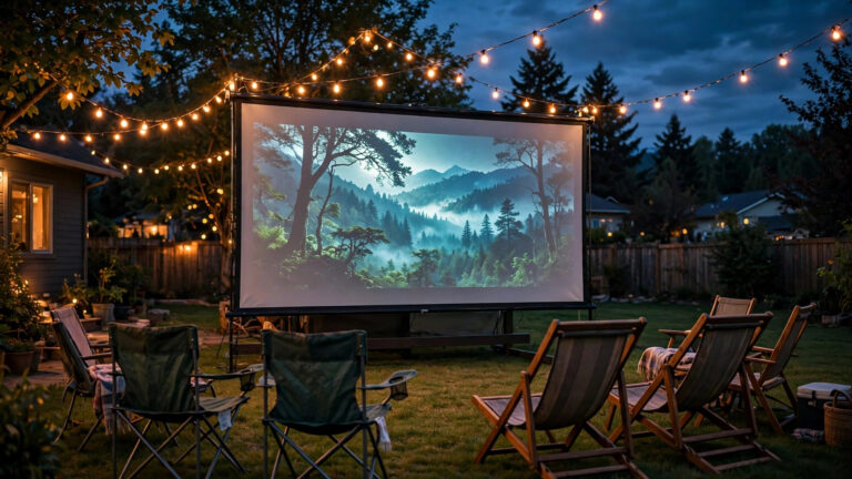 Best outdoor projector screen for backyard movie night