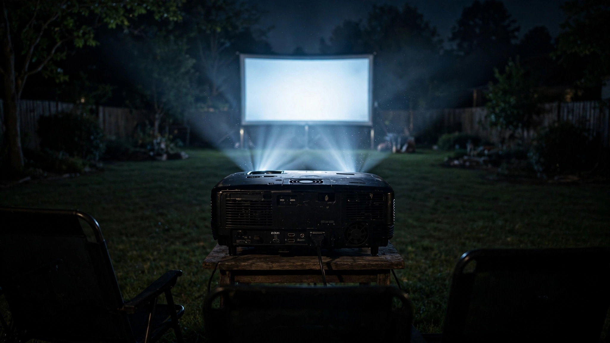 Projector placed behind seating - How far should your projector be from the screen outdoors?