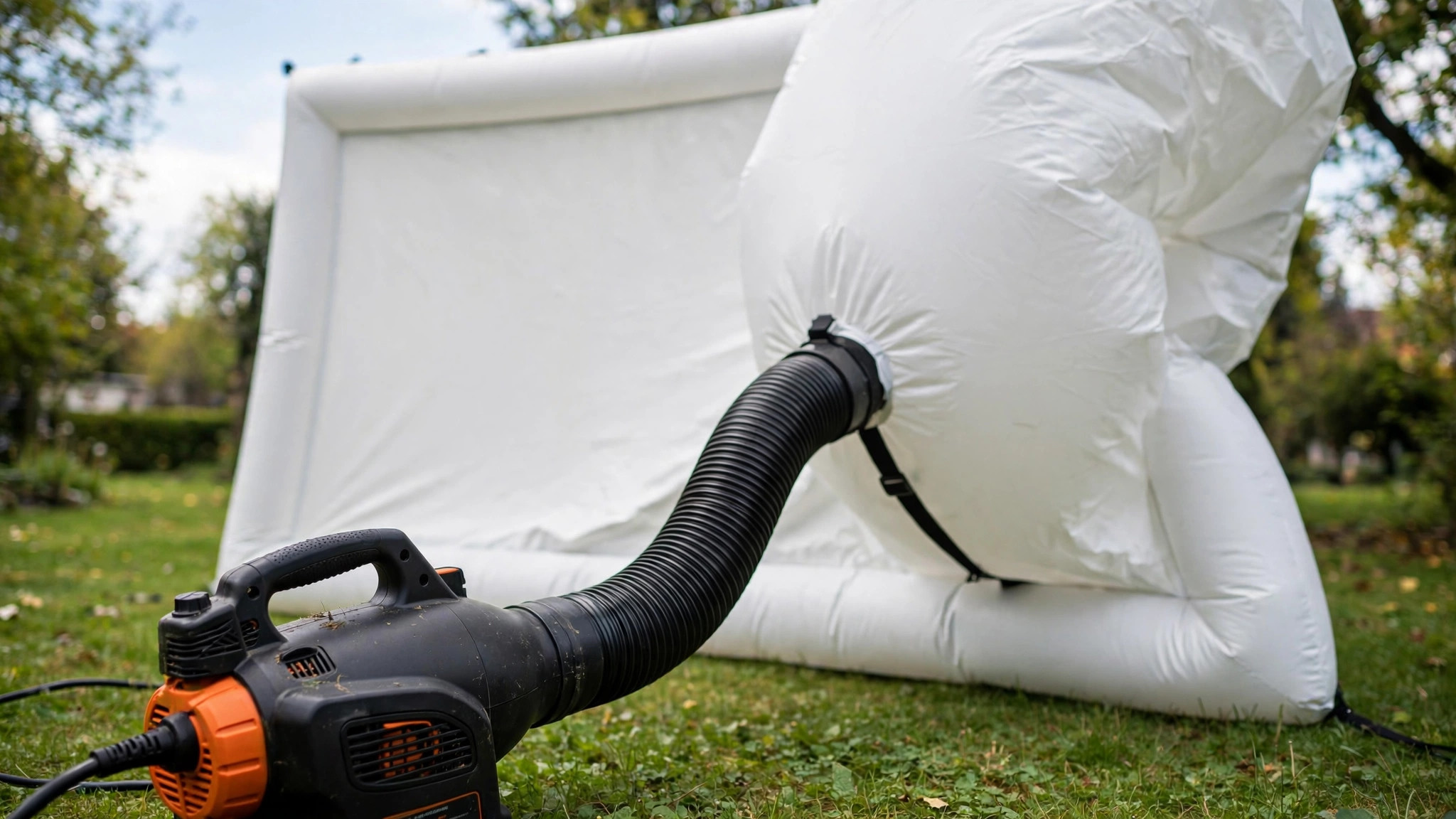 Air blower inflating outdoor projector screen - How to Set Up Inflatable Projector Screen