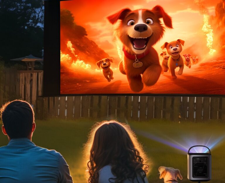 iPhone connected wirelessly to a mini projector