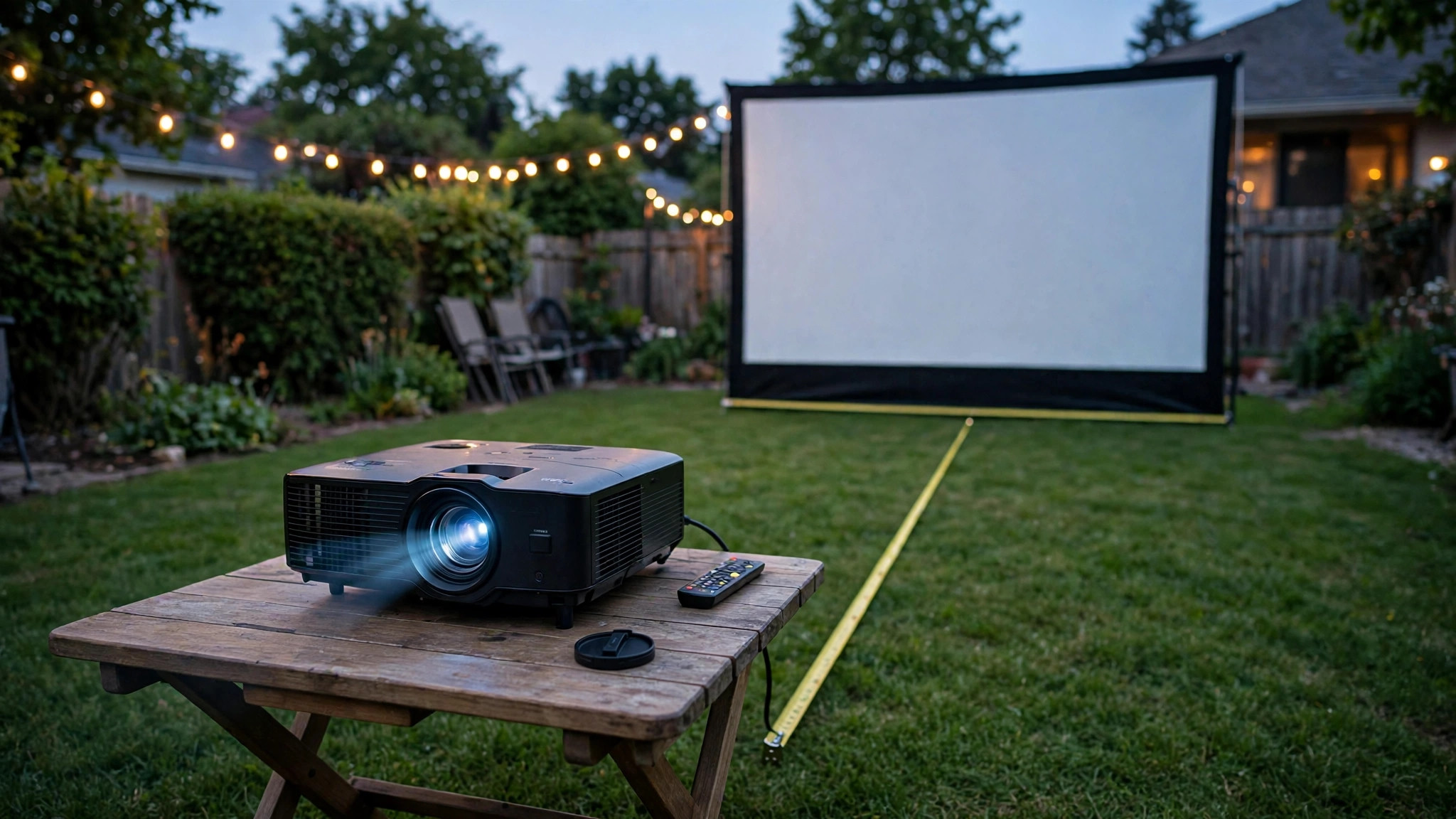 Measuring viewing distance for backyard projector screen