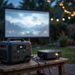 How to Power a Projector Outdoors Without an Outlet in 2026 - Top 5 Ways Portable power station powering a projector outdoors at dusk