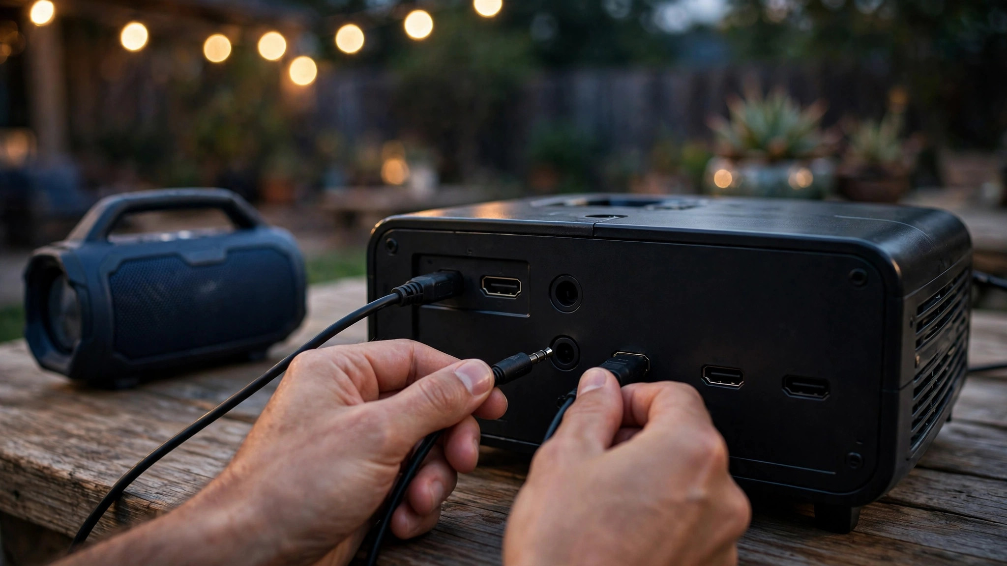 Connecting speaker to outdoor projector with audio cable - How to Connect Speakers to An Outdoor Projector