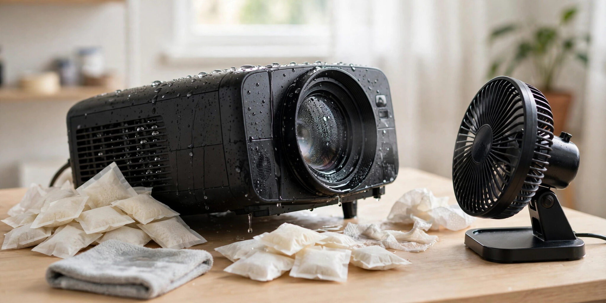 Drying a wet projector with fan and silica gel - What Happens If a Projector Gets Wet
